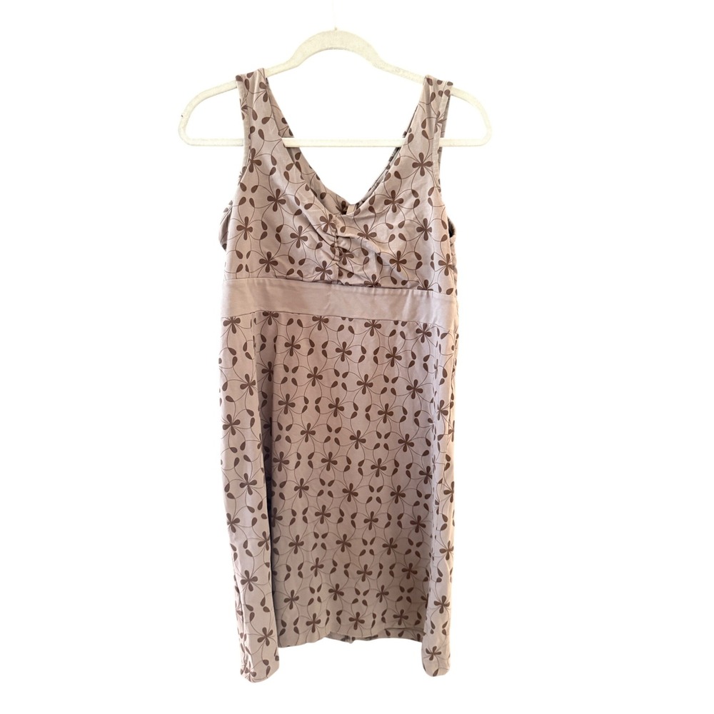 ISIS Womens Mauve Brown Floral Petal Empire Waist Sleeveless Cotton Dress Large